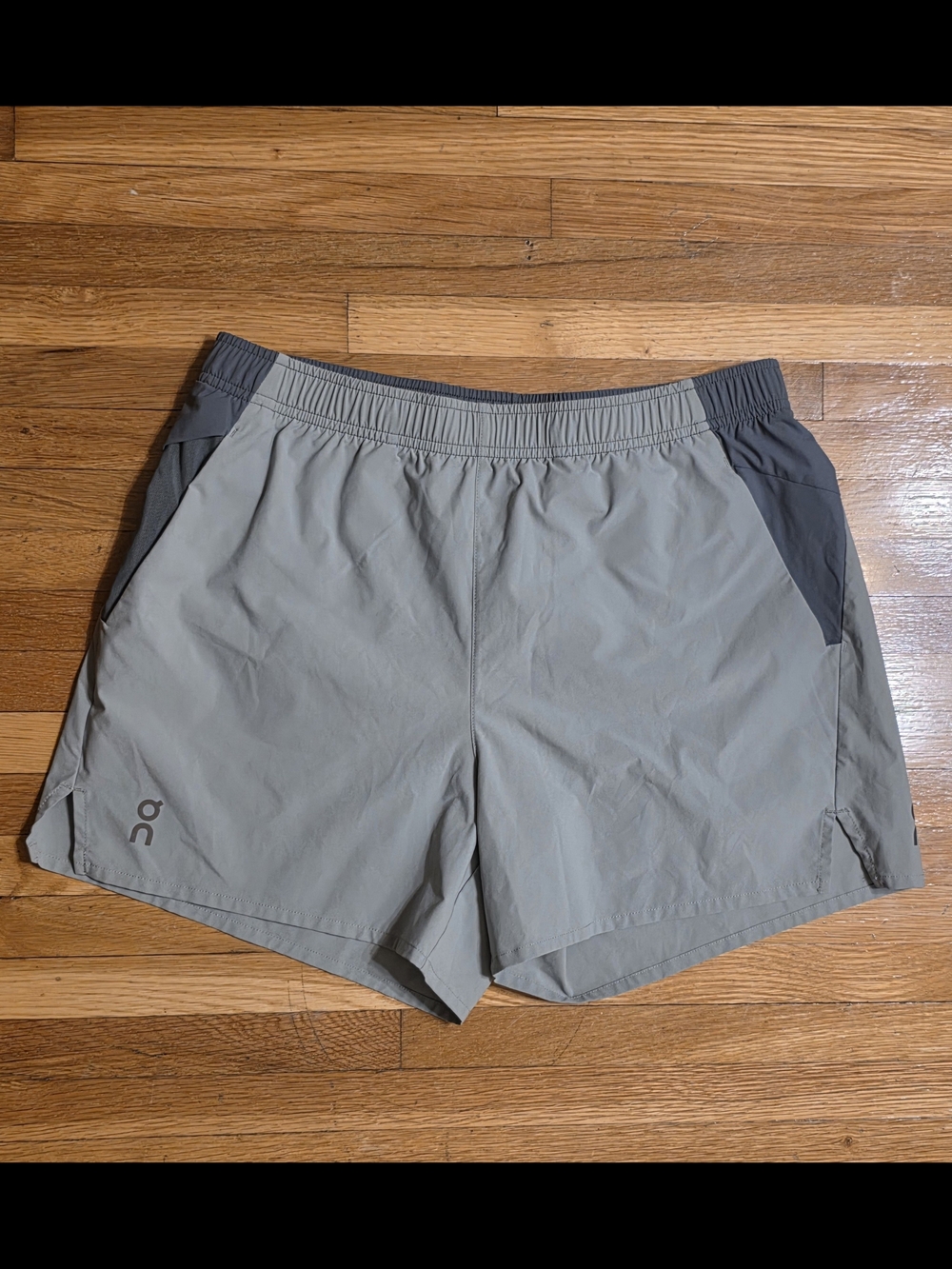 On Running Women's Two-Tone Light Gray and Dark Gray Athletic Shorts